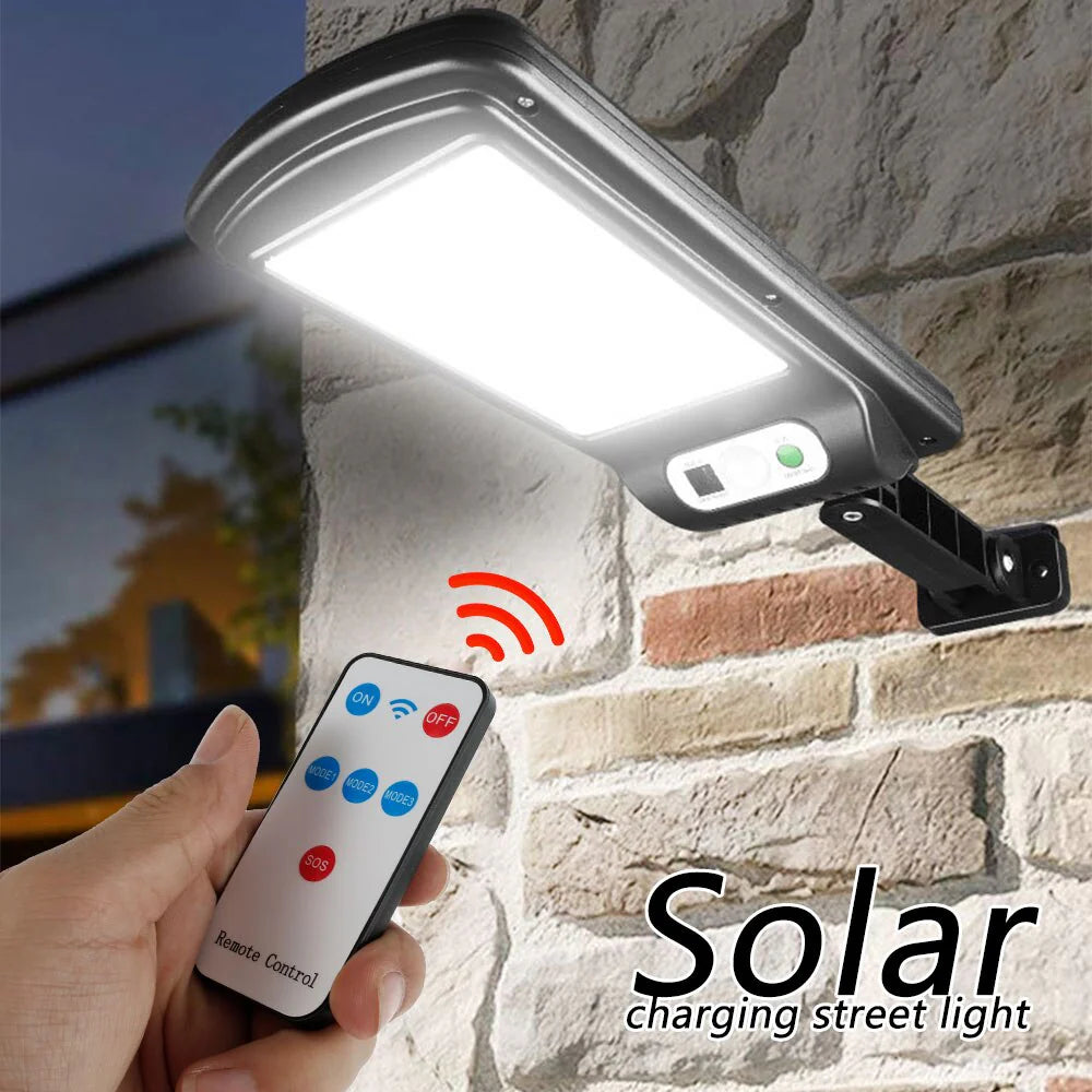 LED Solar-Außenleuchte mit Bewegungsmelder & Fernbedienung – IP65 wasserdicht, kabellos