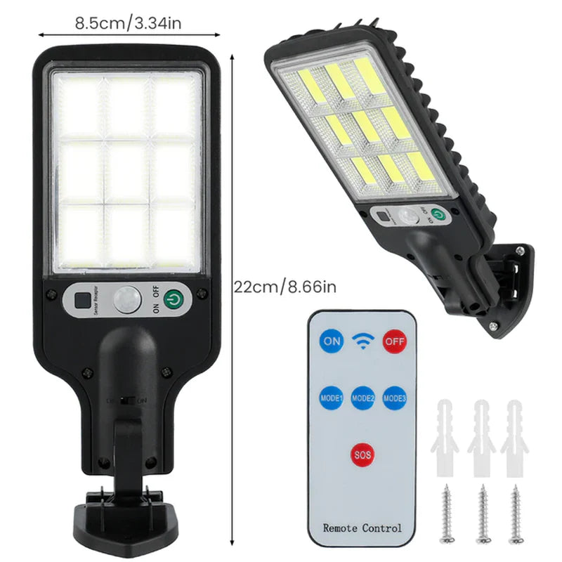 LED Solar-Außenleuchte mit Bewegungsmelder & Fernbedienung – IP65 wasserdicht, kabellos
