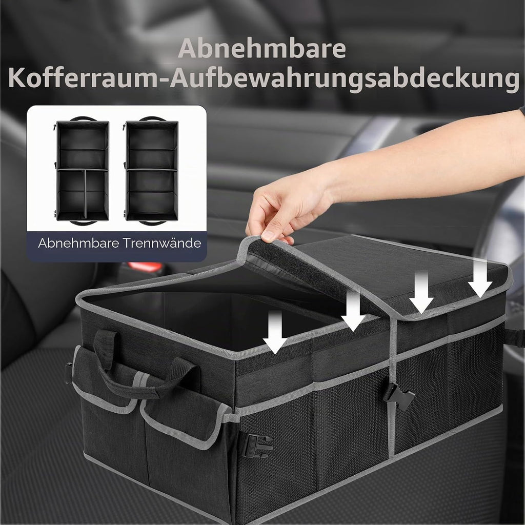 Kofferraum-Organizer faltbar mit Deckel – wasserdicht, rutschfest, für Kofferraum & Rücksitz