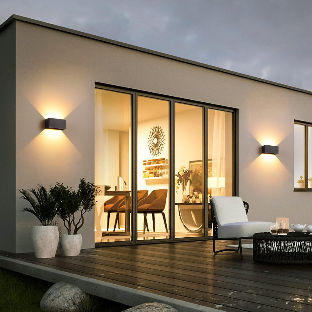 Wandleuchte Innen/Außen 24W Led,Außenleuchte Wandlampe,Ip65 Wasserdichte Außenwandleuchte 3000K Warmweiß Wandbeleuchtung,Up down Wandlichter Lichtstrahl Einstellbar Für Balkon,Wohnzimmer,Schlafzimmer
