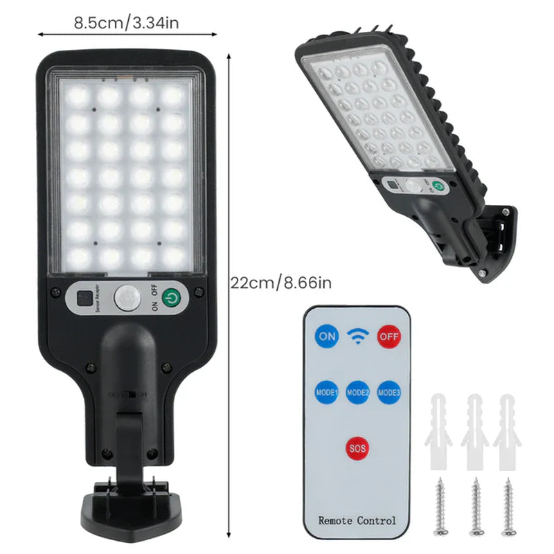 LED Solar-Außenleuchte mit Bewegungsmelder & Fernbedienung – IP65 wasserdicht, kabellos